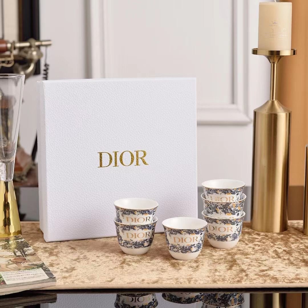 Blue and white Arabic coffee set of six - Dior Arabic Coffee | Aleppo Gift UAE